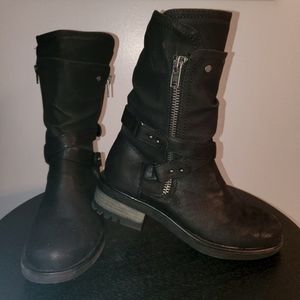 Carlos Santana black motorcycle boots